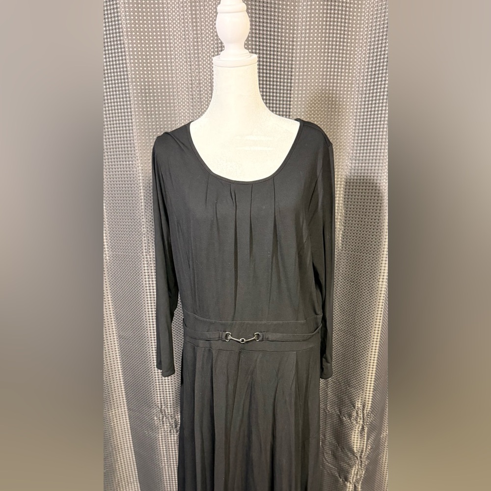 Talbots Black Long Sleeve Dress with Belt Detail